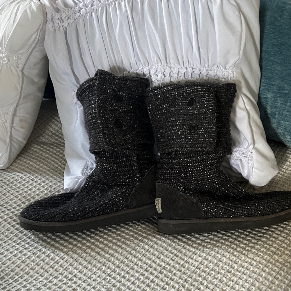 UGG charcoal grey Knit Button Boots